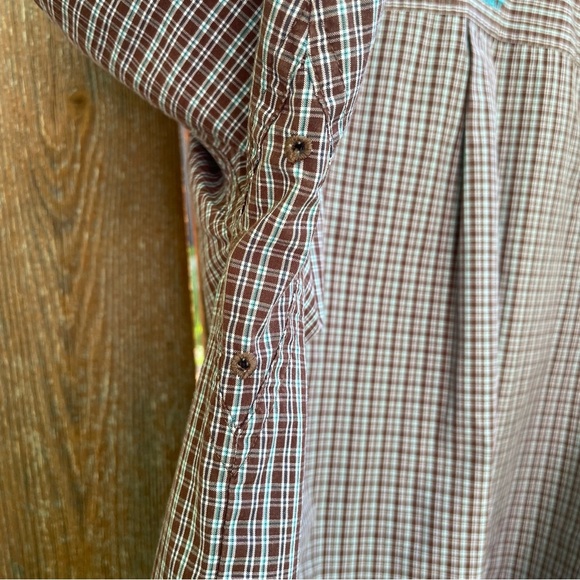 ARIAT Pro Series Men's Brown White Plaid Button Down Short Sleeve Shirt Medium - Picture 11 of 11